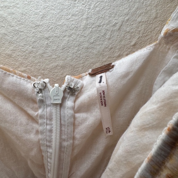 Free People Tessa Dress Women's XS Yellow Mini Cottagecore Floral Ruched - Picture 6 of 8